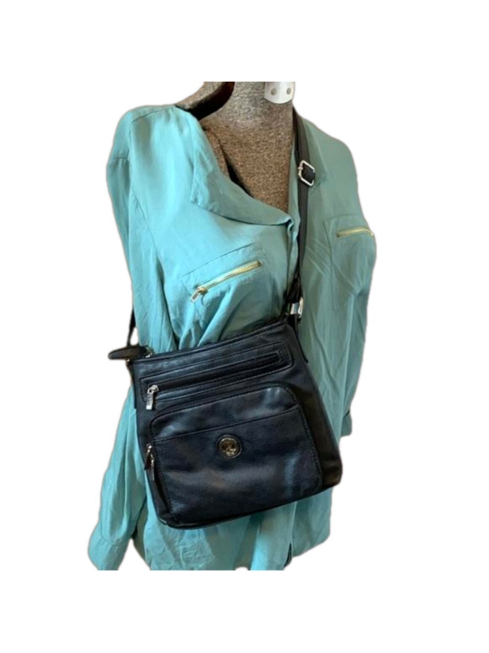 Rossetti black faux leather ceossbody shoulder purse